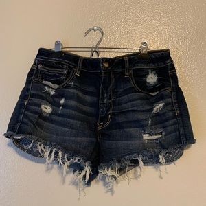 Medium/Dark Wash High Waisted Denim Shorts